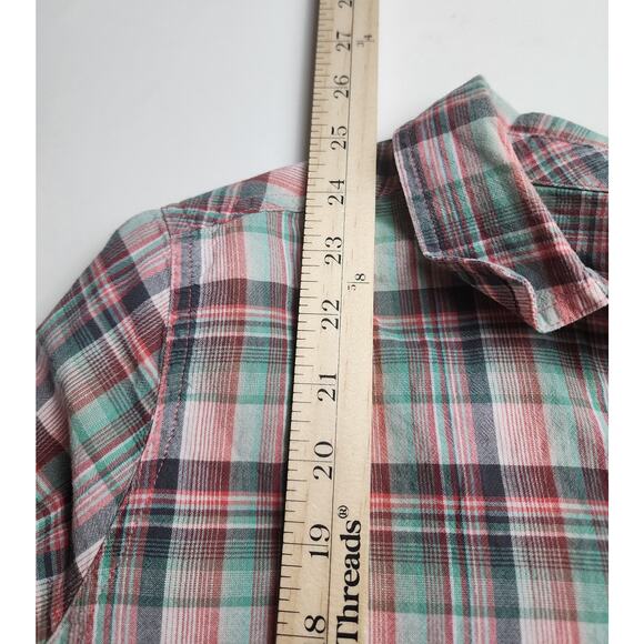 Prana Top Womens XL Bora Bay Gina Plaid pink green half button-up  western - Picture 9 of 12